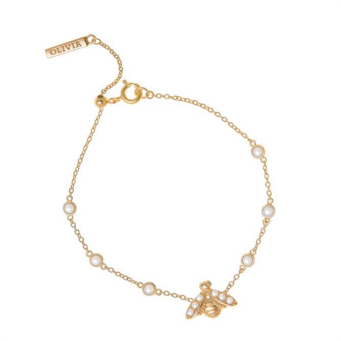 Olivia Burton Pearl Bee Gold Bracelet